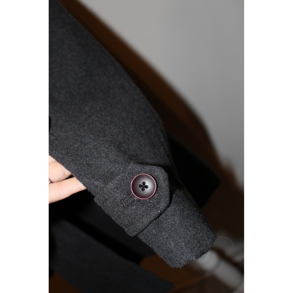 A New Day Charcoal Grey Hooded‎ Trench Coat Mid Length Zip Snap Front Jacket - Picture 3 of 8